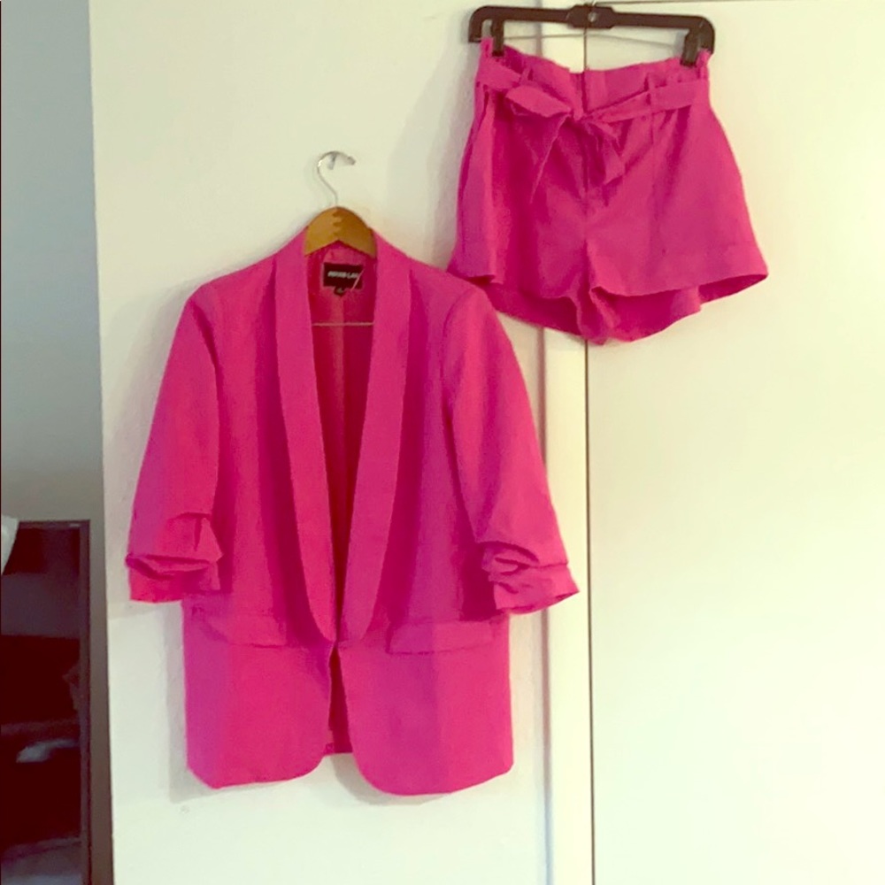HOT PINK blazer and high waist short set